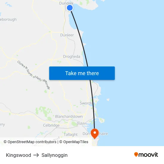 Kingswood to Sallynoggin map