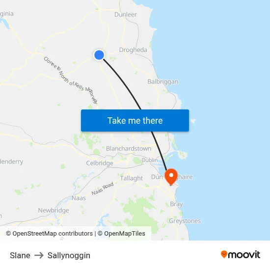Slane to Sallynoggin map