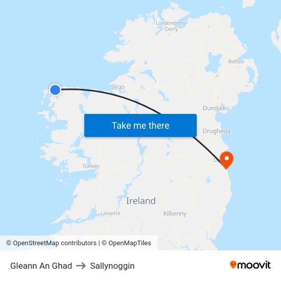 Gleann An Ghad to Sallynoggin map