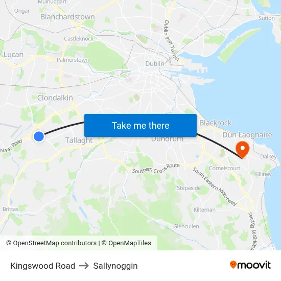Kingswood Road to Sallynoggin map