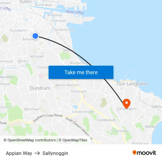 Appian Way to Sallynoggin map