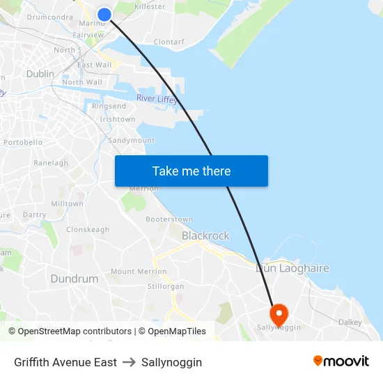 Griffith Avenue East to Sallynoggin map