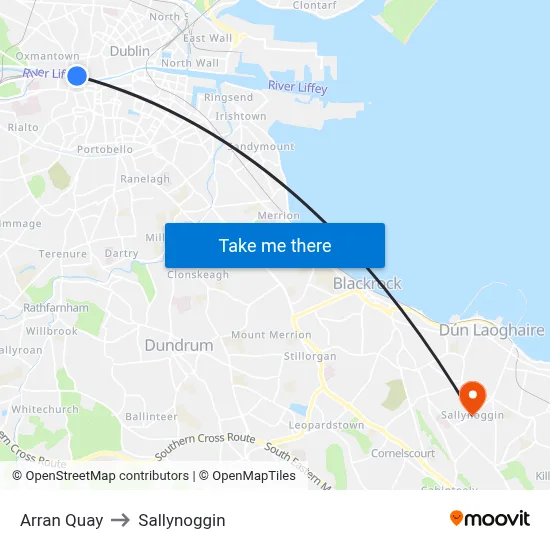 Arran Quay to Sallynoggin map