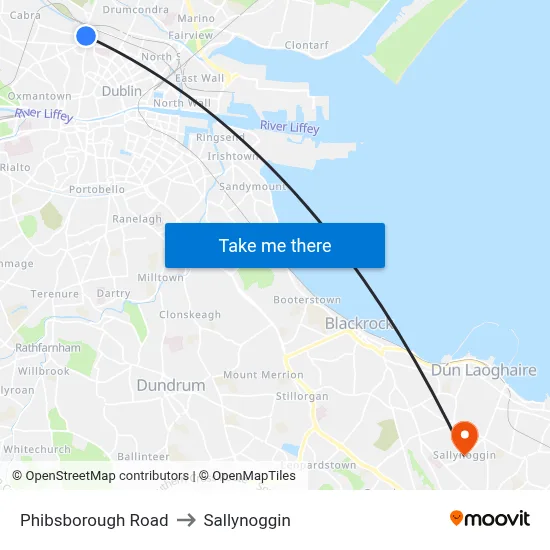 Phibsborough Road to Sallynoggin map