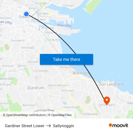Gardiner Street Lower to Sallynoggin map