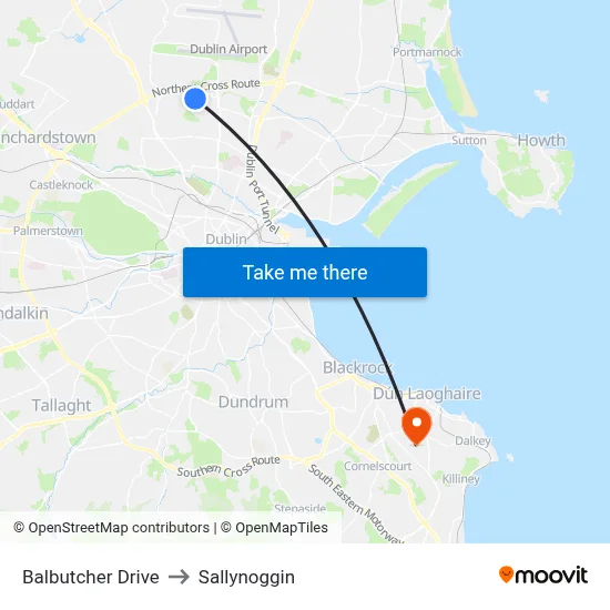 Balbutcher Drive to Sallynoggin map