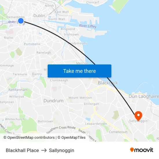 Blackhall Place to Sallynoggin map