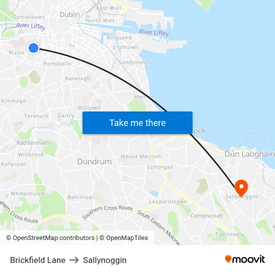 Brickfield Lane to Sallynoggin map