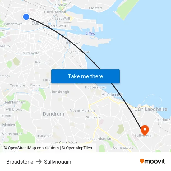 Broadstone to Sallynoggin map