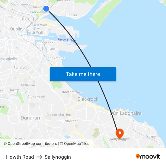 Howth Road to Sallynoggin map