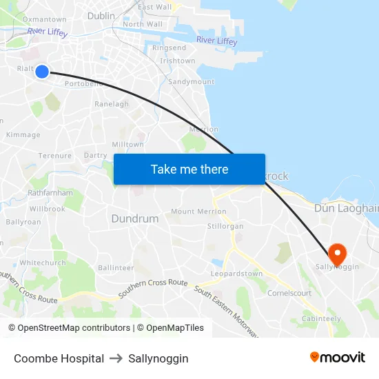 Coombe Hospital to Sallynoggin map