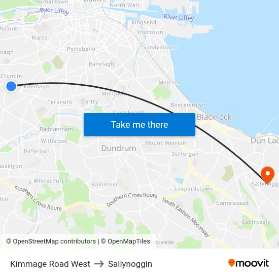 Kimmage Road West to Sallynoggin map