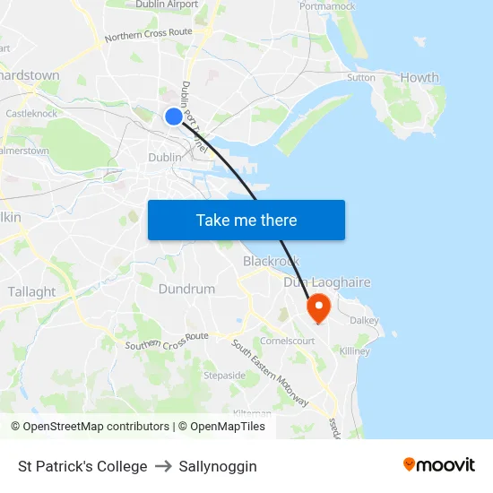 St Patrick's College to Sallynoggin map