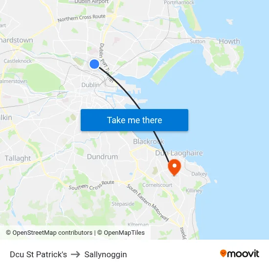 Dcu St Patrick's to Sallynoggin map