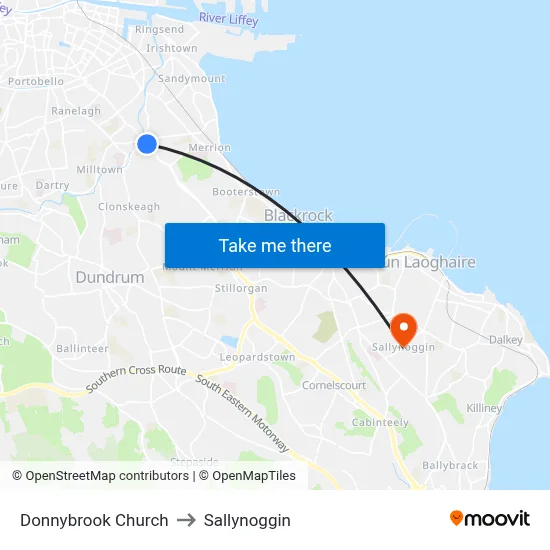 Donnybrook Church to Sallynoggin map