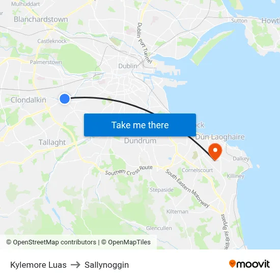 Kylemore Luas to Sallynoggin map
