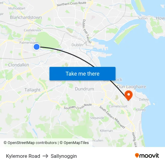 Kylemore Road to Sallynoggin map