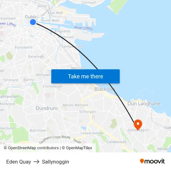 Eden Quay to Sallynoggin map