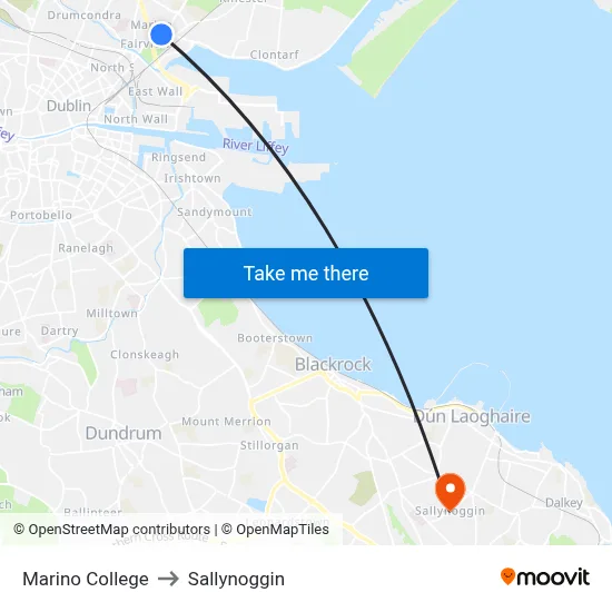 Marino College to Sallynoggin map
