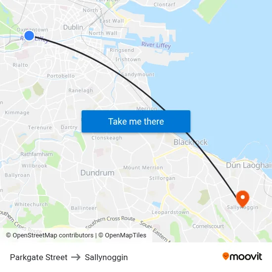 Parkgate Street to Sallynoggin map