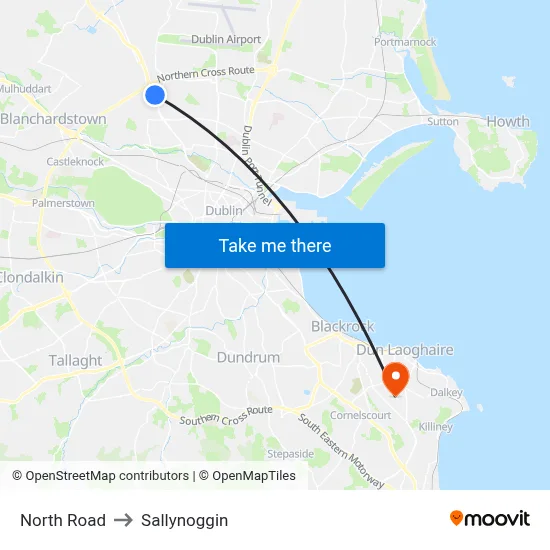 North Road to Sallynoggin map