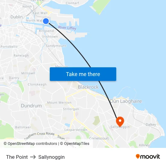 The Point to Sallynoggin map