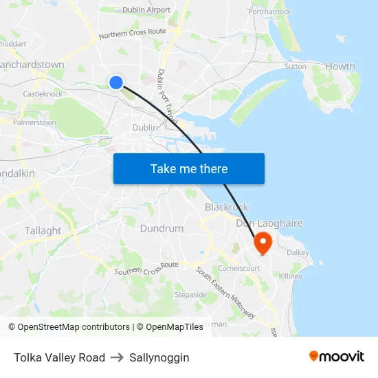 Tolka Valley Road to Sallynoggin map