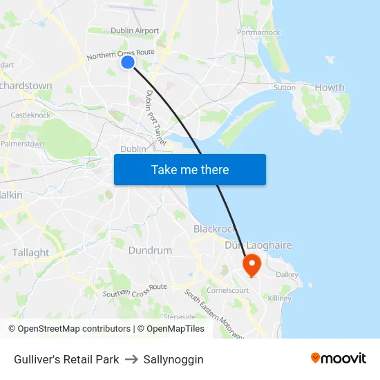 Gulliver's Retail Park to Sallynoggin map