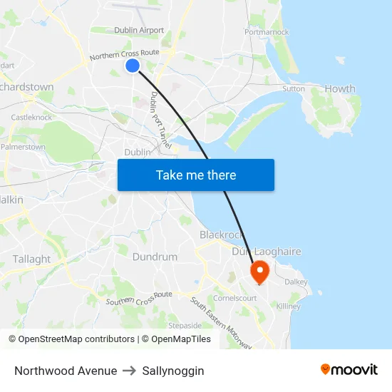 Northwood Avenue to Sallynoggin map