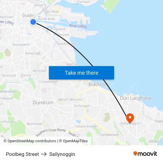 Poolbeg Street to Sallynoggin map