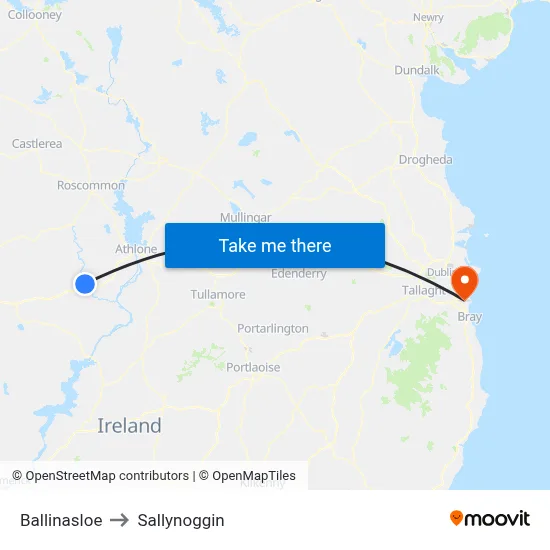 Ballinasloe to Sallynoggin map