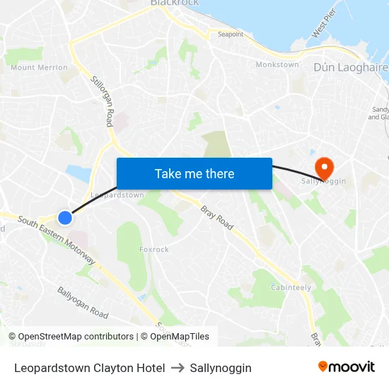 Leopardstown Clayton Hotel to Sallynoggin map