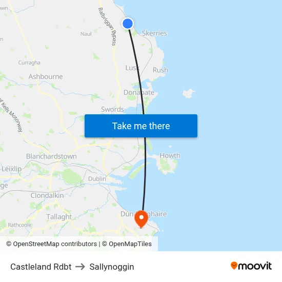 Castleland Rdbt to Sallynoggin map
