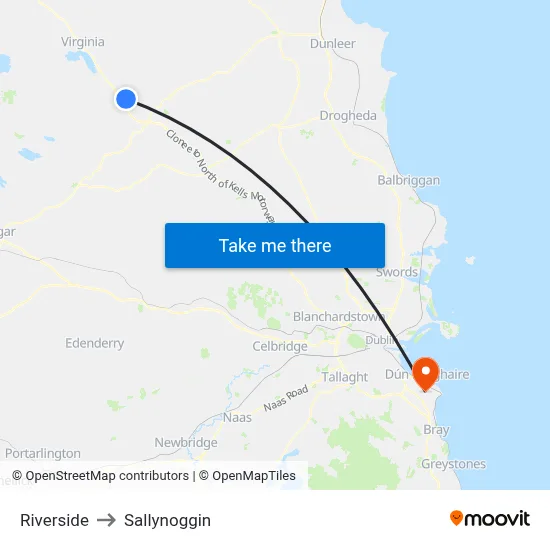 Riverside to Sallynoggin map