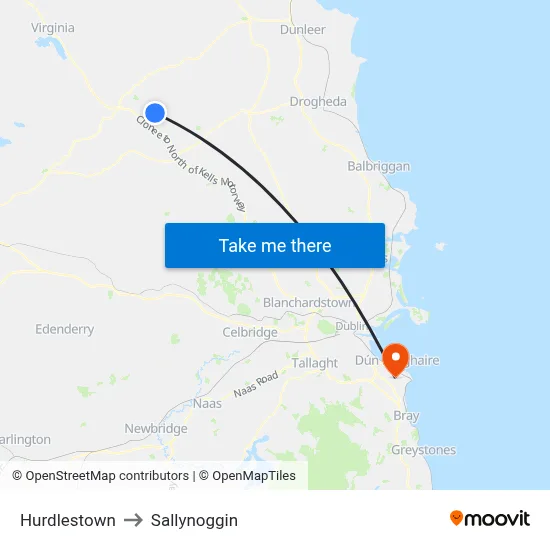 Hurdlestown to Sallynoggin map