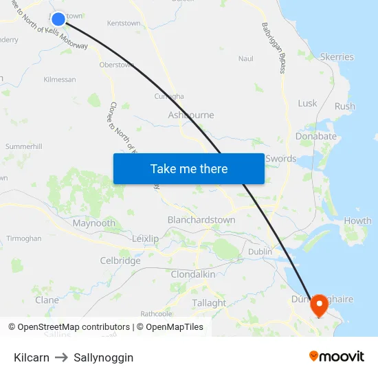 Kilcarn to Sallynoggin map