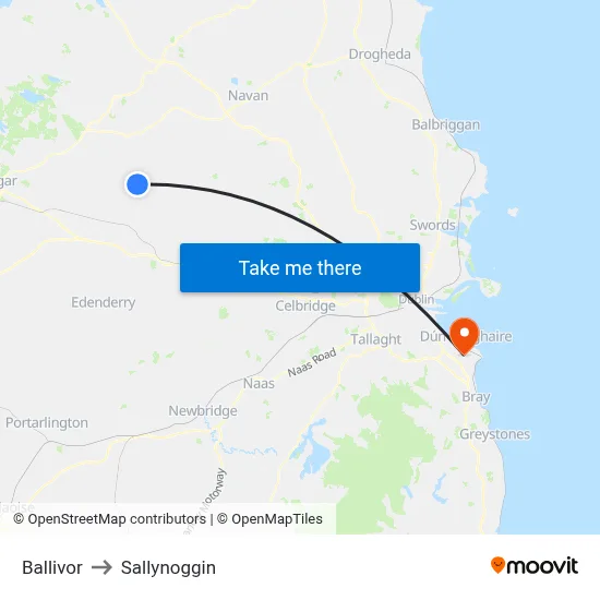 Ballivor to Sallynoggin map