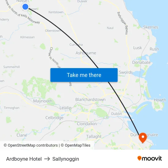Ardboyne Hotel to Sallynoggin map