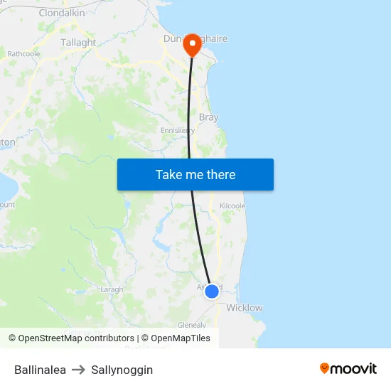 Ballinalea to Sallynoggin map
