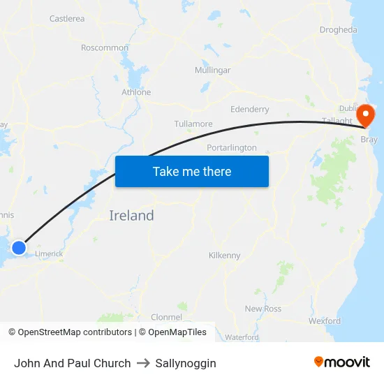 John And Paul Church to Sallynoggin map