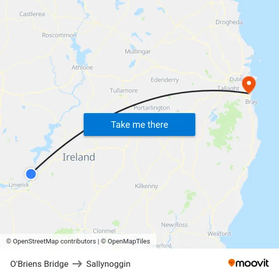 O'Briens Bridge to Sallynoggin map
