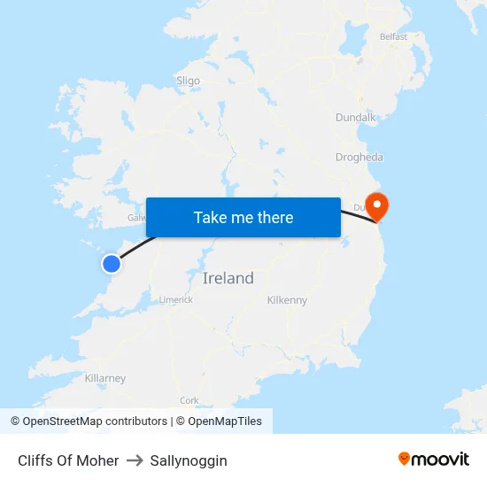 Cliffs Of Moher to Sallynoggin map
