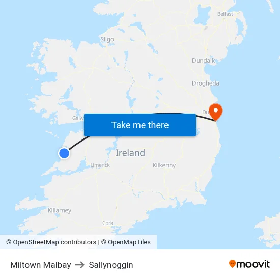 Miltown Malbay to Sallynoggin map