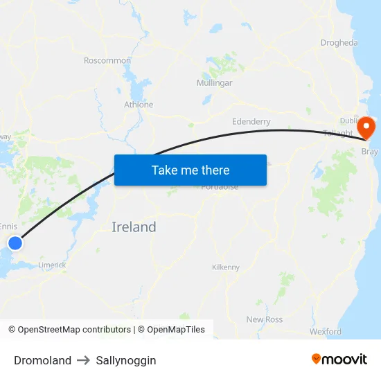 Dromoland to Sallynoggin map