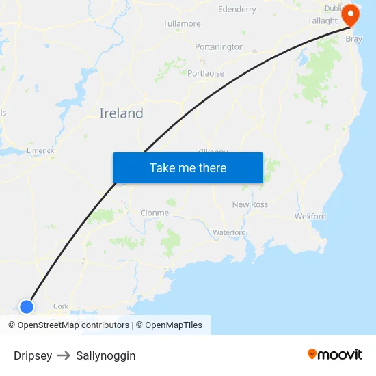 Dripsey to Sallynoggin map