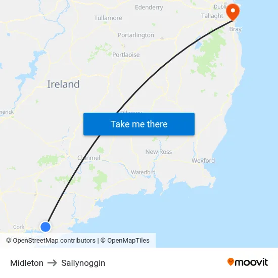 Midleton to Sallynoggin map