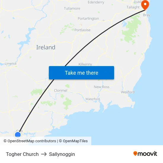 Togher Church to Sallynoggin map
