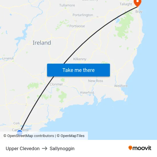 Upper Clevedon to Sallynoggin map