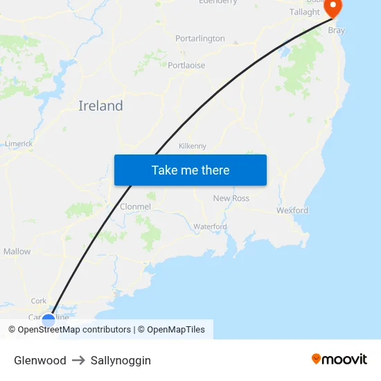 Glenwood to Sallynoggin map