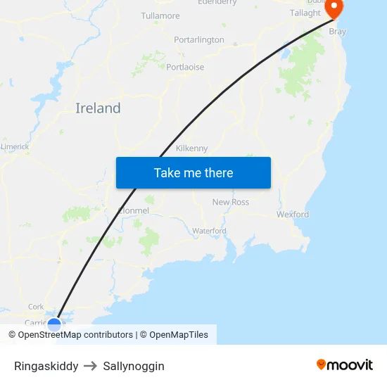 Ringaskiddy to Sallynoggin map